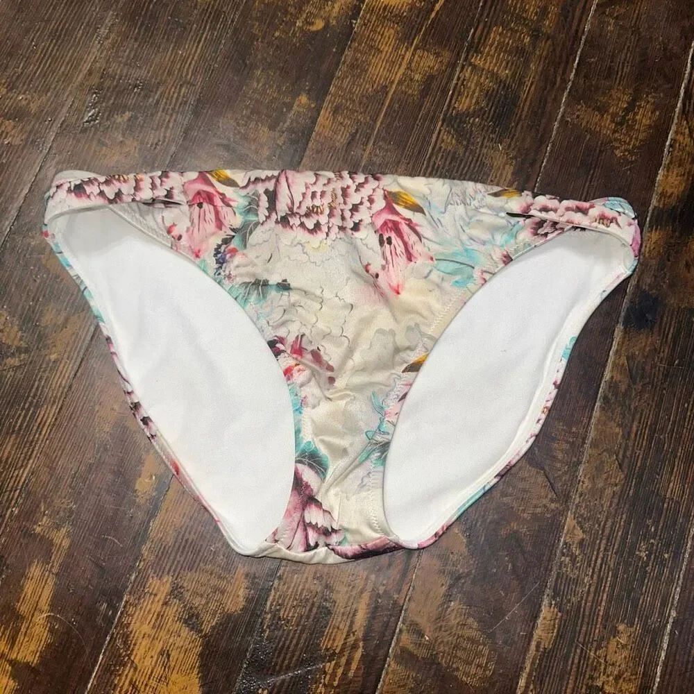 Athleta tropical floral coconutgirl M twist side swim bottoms
